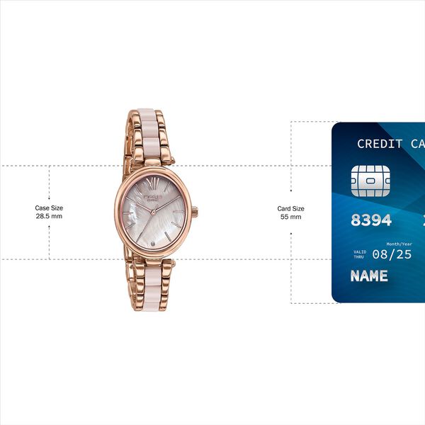Sonata Poze Quartz Analog Brown Mother Of Pearl Dial Bimetal Strap Watch For Women - image number 3