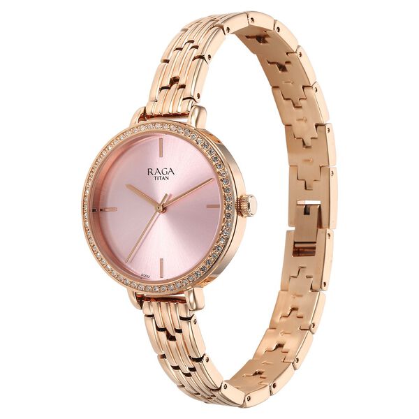 Titan Raga Showstopper Quartz Analog Pink Dial Metal Strap Watch for Women - image number 2