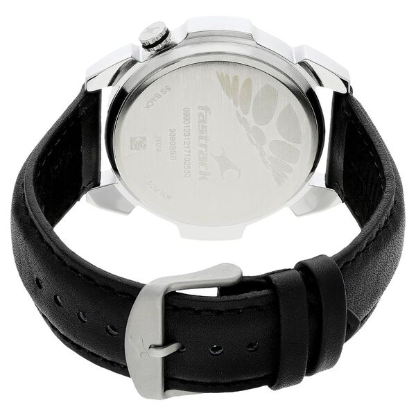 Fastrack Loopholes Quartz Analog Black Dial Leather Strap Watch for Guys - image number 4