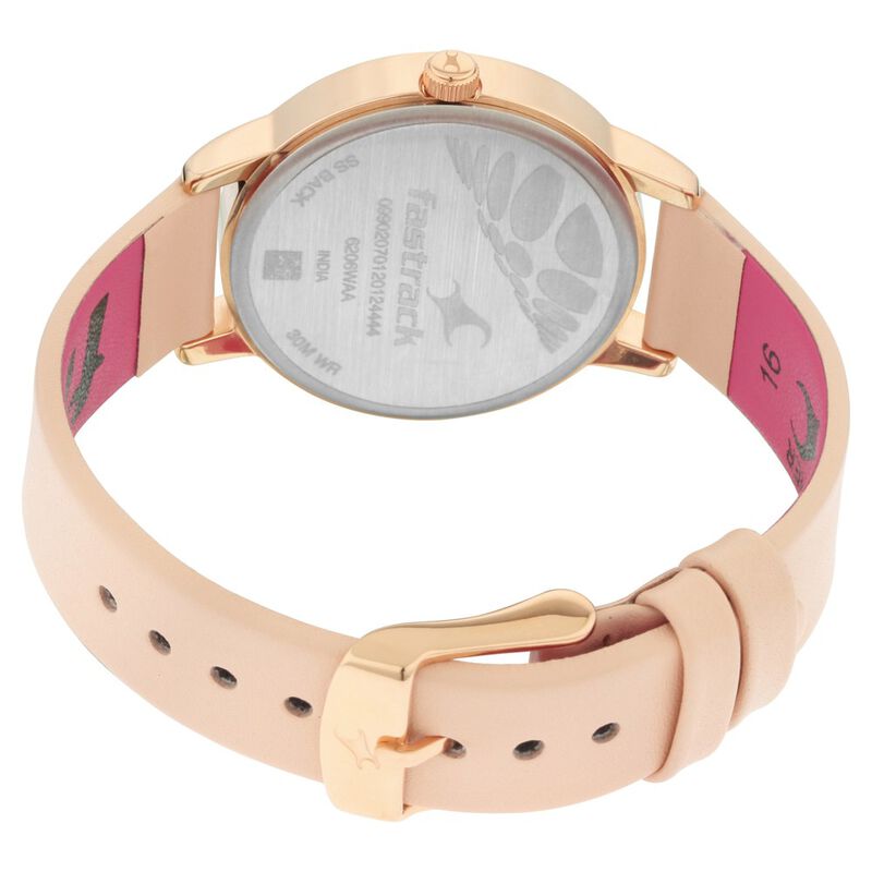 Fastrack Ruffles Quartz Analog with Date Beige Dial Leather Strap Watch for Girls - image number 5