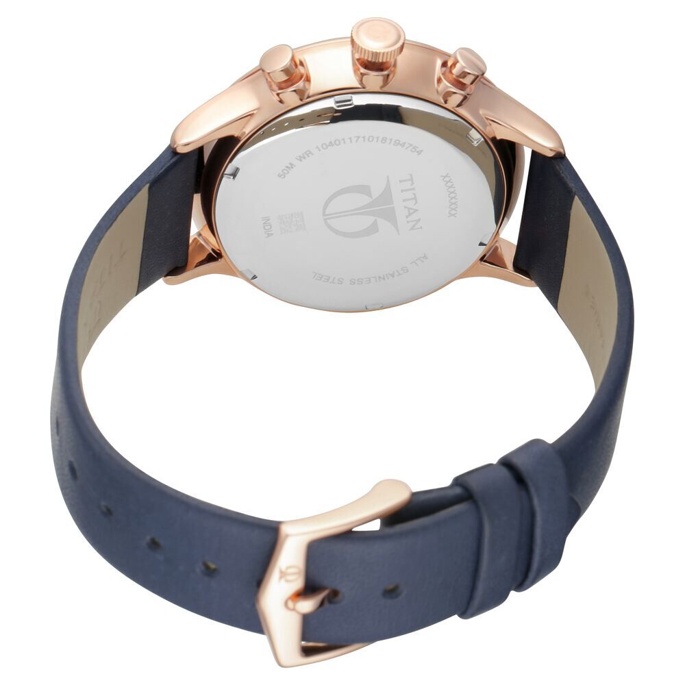 Buy Online Titan Quartz Multifunction Blue Dial Leather Strap