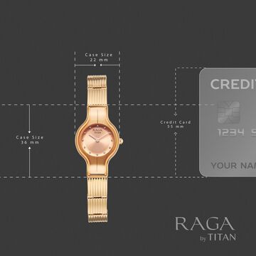 Titan Raga Glimmers Quartz Analog Brown Dial Rose Gold Metal Strap Watch For Women