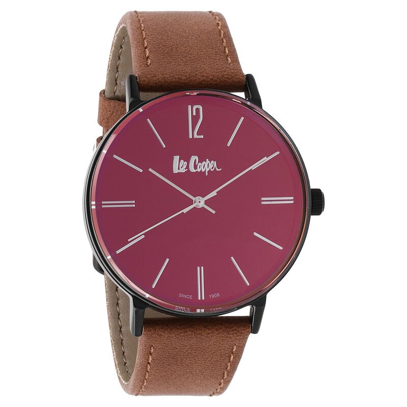 Lee Cooper Quartz Analog Black Dial Leather Strap Watch for Men
