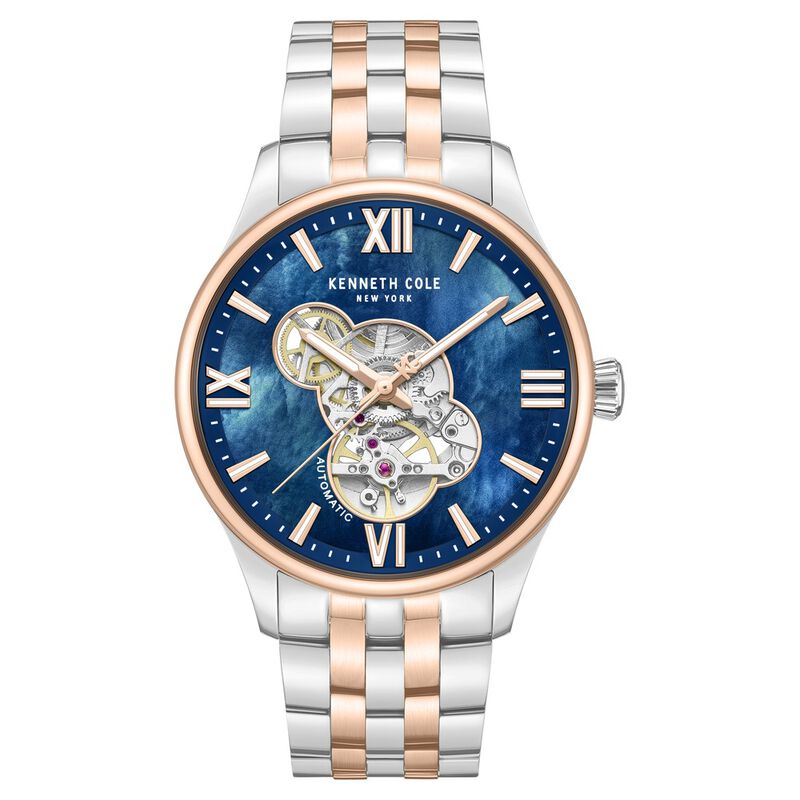 Kenneth Cole Automatic Automatic Mother Of Pearl Dial Two Toned Stainless Steel Strap Watch For Men