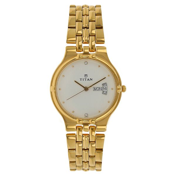 Titan Quartz Analog with Day and Date White Dial Stainless Steel Strap Watch for Men - image number 0