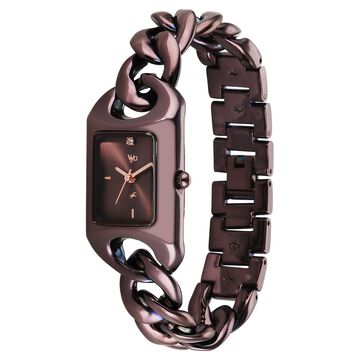 Vyb Prodigy By Fastrack Quartz Analog Brown Dial Brown Metal Strap Watch For Girls