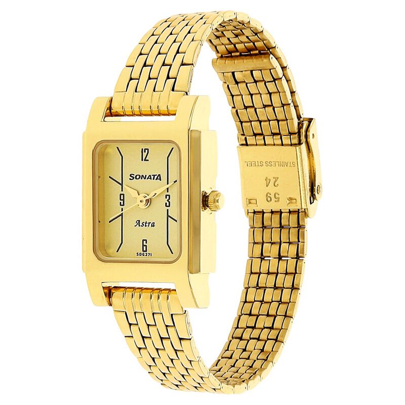 Sonata Quartz Analog Champagne Dial Stainless Steel Strap Watch for Women - image number 1