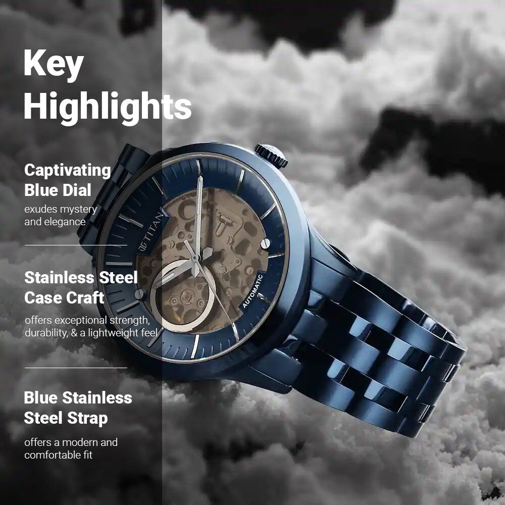 Blue dial stainless steel strap watch online
