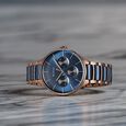 Titan Ceramic Fusion Quartz Multifunction Blue Dial Silver Dual-Toned Stainless Steel Bracelet Watch for Men