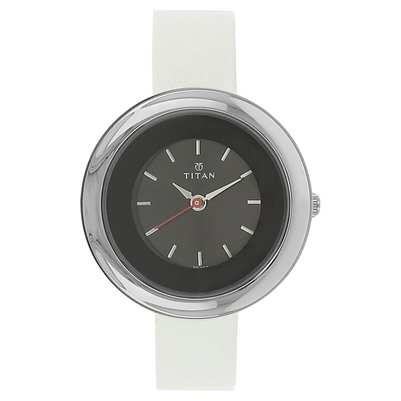 Titan Quartz Analog Black Dial Leather Strap Watch for Women