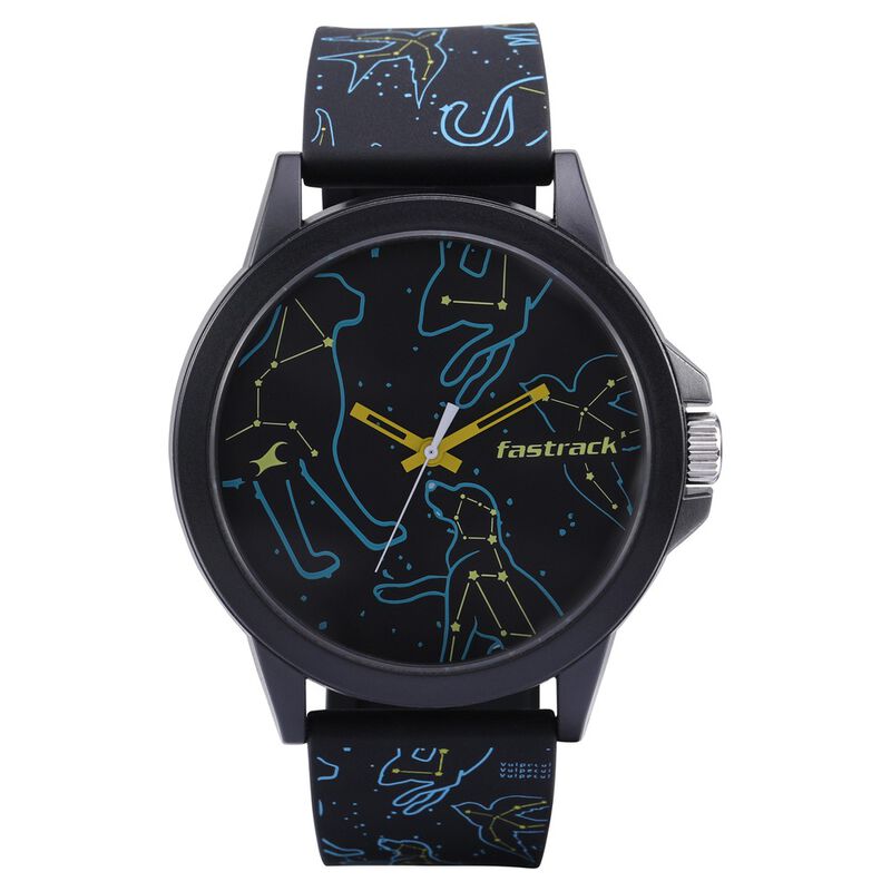 Fastrack Space Rover Quartz Analog Black Dial Silicone Strap Unisex Watch