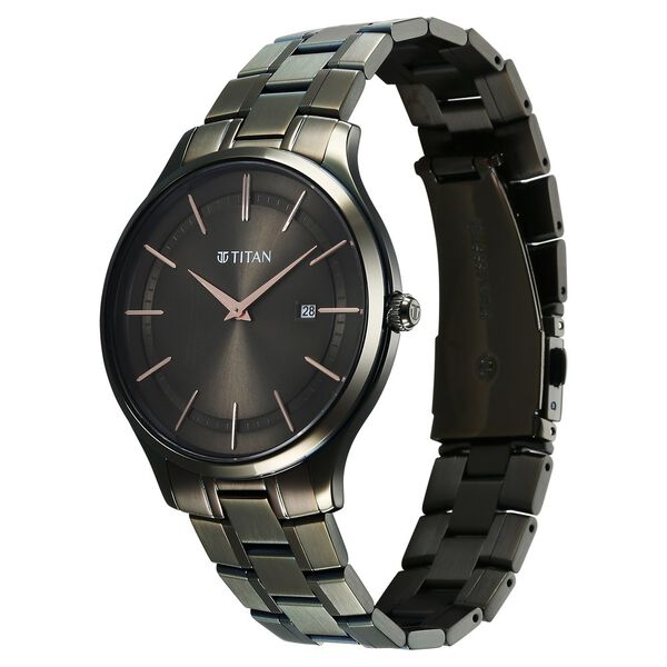 Titan Clasique Slim Quartz Analog with Date Brown Dial With Two Toned Color Stainless Steel Strap Watch For Men - image number 2