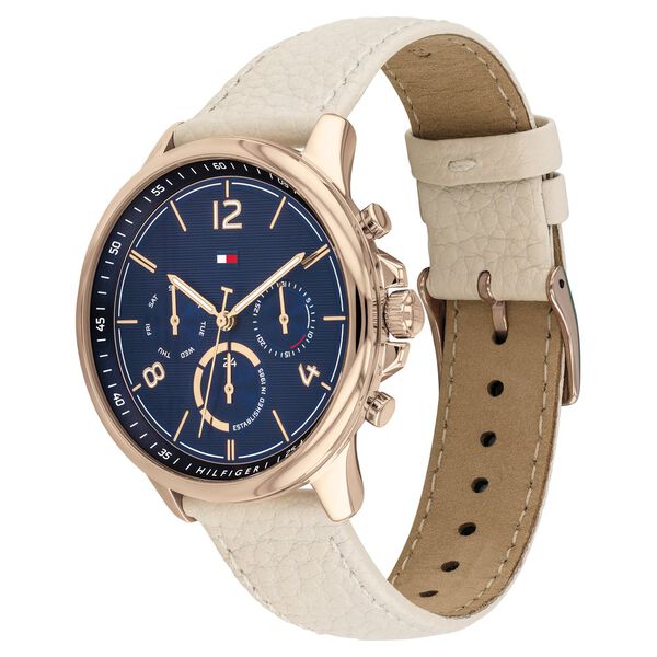 Tommy Hilfiger Blue Dial Leather Strap Watch for Women - image number 1