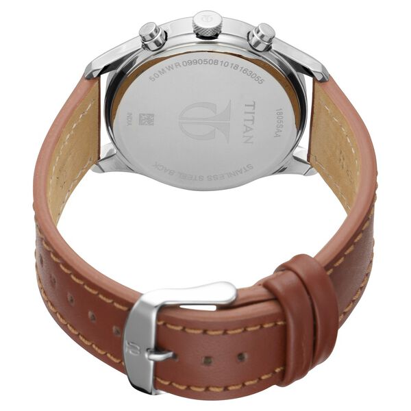 Titan Men's Metropolitan Charm: Men's Multifunctional White Watch with Leather Strap - image number 3