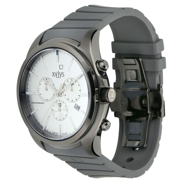 Xylys Swiss Chronograph Grey Silicone Strap and White Dial Watch For Men - image number 2
