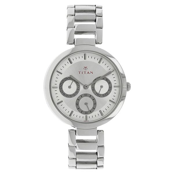 Titan Quartz Analog Silver Dial Stainless Steel Strap Watch for Women - image number 0
