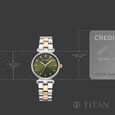Titan Workday Edit Quartz Analog Green Dial Two Toned Stainless Steel Strap Watch For Women - image number 3