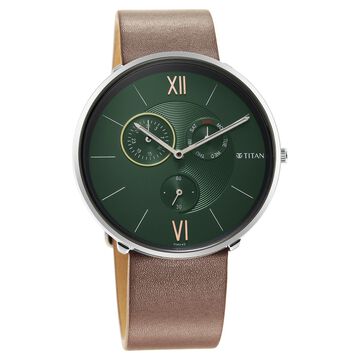 Titan Slim Quartz Multifunction Teal Dial Quartz Stainless Steel Strap watch for Men