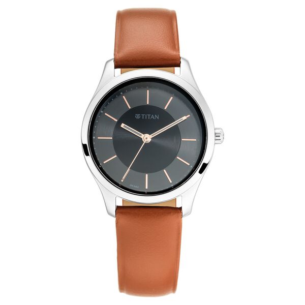 Titan Quartz Analog Black Dial Leather Strap Watch for Women - image number 1