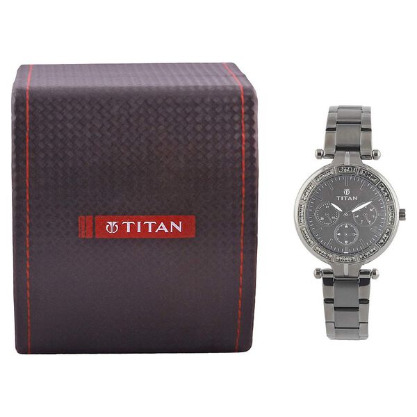 Titan Quartz Analog with Day and Date Grey Dial Stainless Steel Strap Watch for Women - image number 4