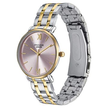 Poze By Sonata Quartz Analog Pink Dial Two Toned Stainless Steel Strap Watch For Women