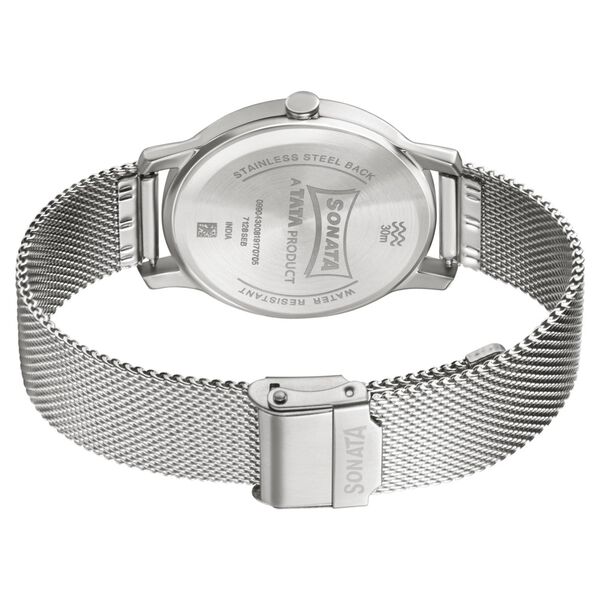 Sonata Quartz Analog Silver Dial Stainless Steel Strap Watch for Men - image number 3