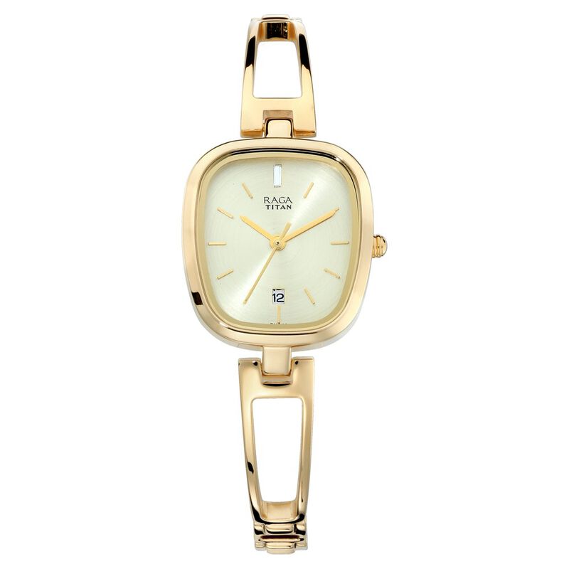 Titan Raga Viva Champagne Dial Analog with Date Metal Strap watch for Women