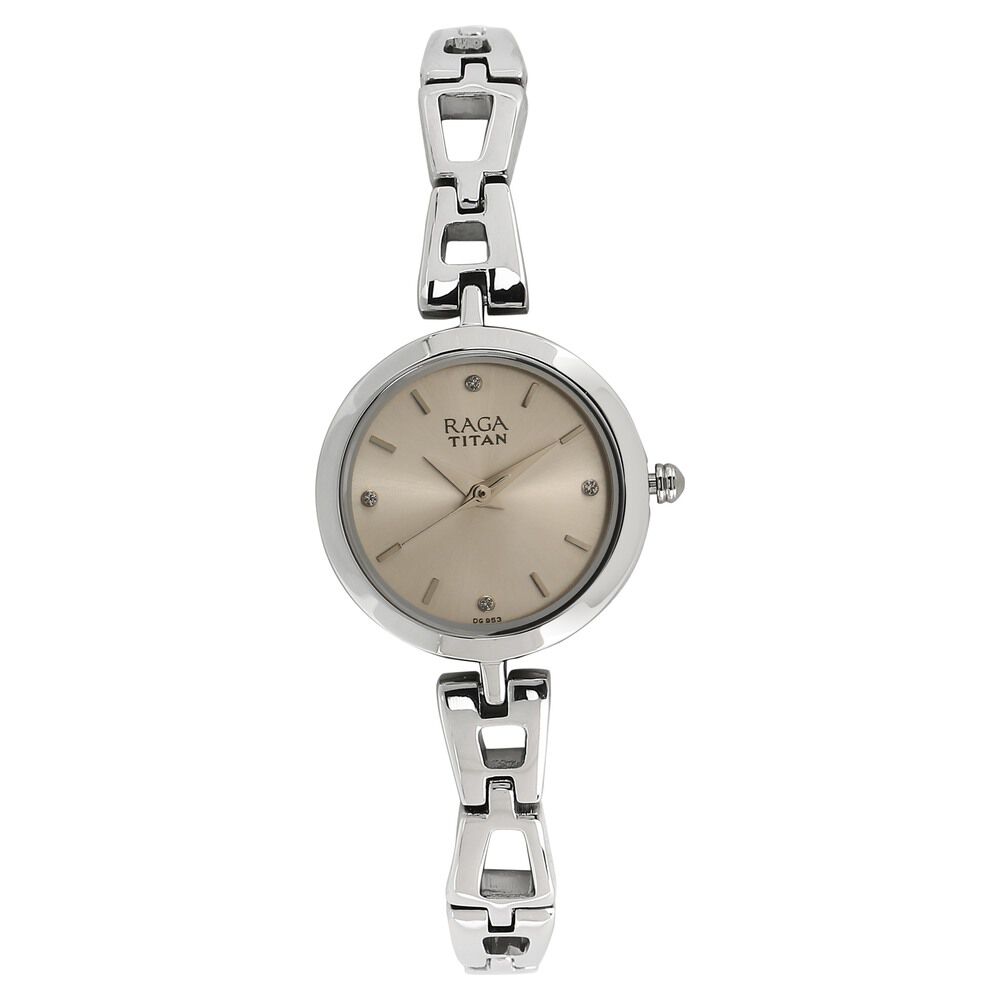 Buy Online Titan Raga White Dial Quartz Analog Metal Strap Watch for Women nn2540sm06 Titan