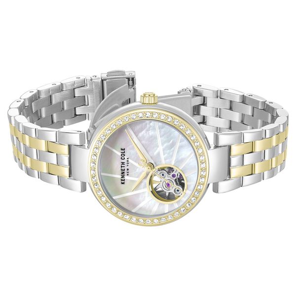Kenneth Cole Automatic Automatic Mother Of Pearl Dial Two Toned Stainless Steel Strap Watch For Women - image number 2