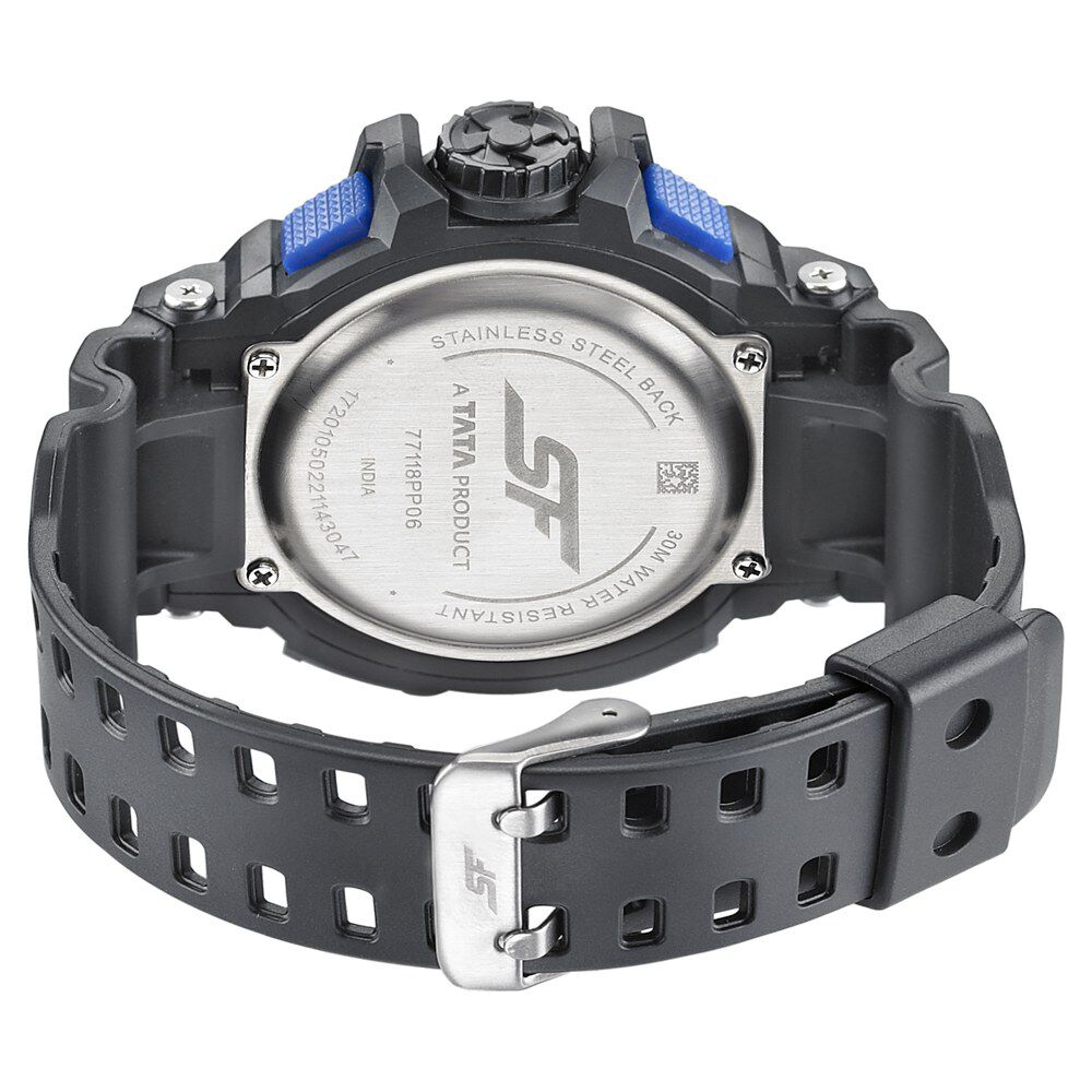 Buy Online SF Quartz Analog Digital Black Dial PU Strap Watch for