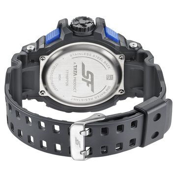 SF Quartz Analog Digital Black Dial PU Strap Watch for Men