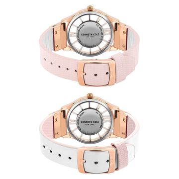 Kenneth Cole Quartz Analog Rose Gold Dial Leather Strap Watch for Women