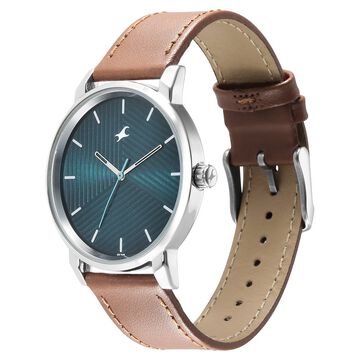 Fastrack Stunners Green Dial Leather Strap Watch for Guys