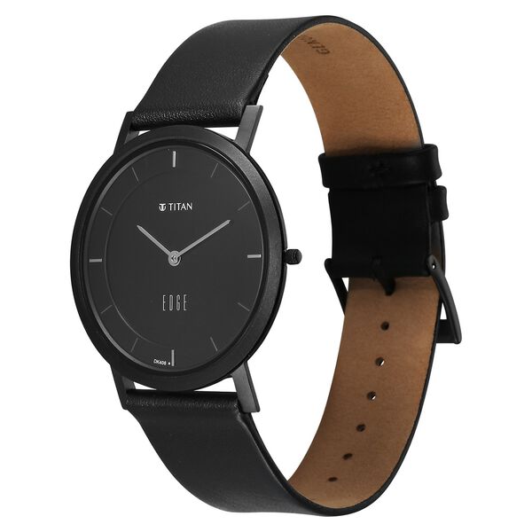 Titan Edge Black Dial Quartz Leather Strap Watch for Men - image number 5