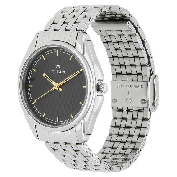 Titan Quartz Analog Black Dial Stainless Steel Strap Watch for Men - image number 1