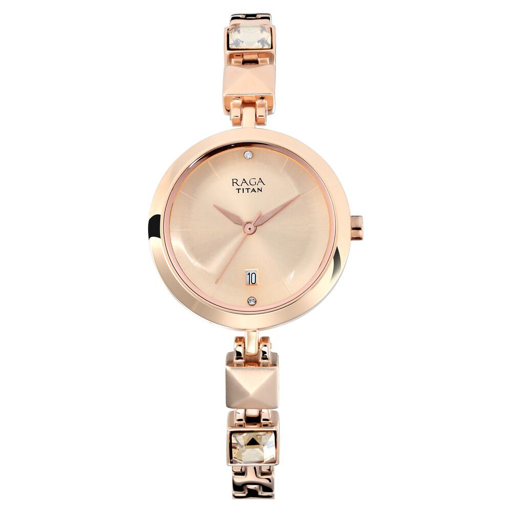 Buy Online Titan Raga Viva Silver Dial Analog with Date Golden