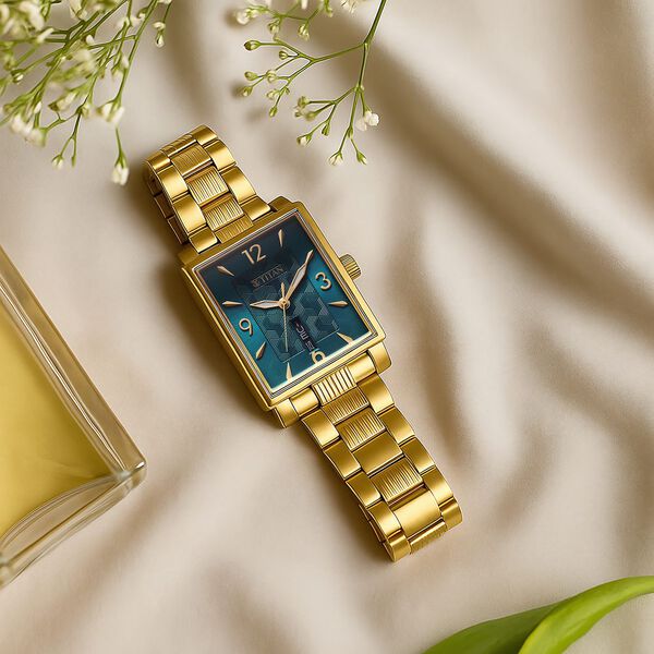 Titan Karishma Wedding Edit Analog with Day Date With Green Dial Two Toned Stainless Steel Strap Watch for Men - image number 0