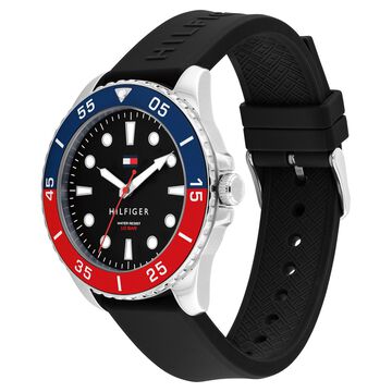 Tommy Hilfiger Quartz Analog Black Dial Black Silicone Strap Watch For Men