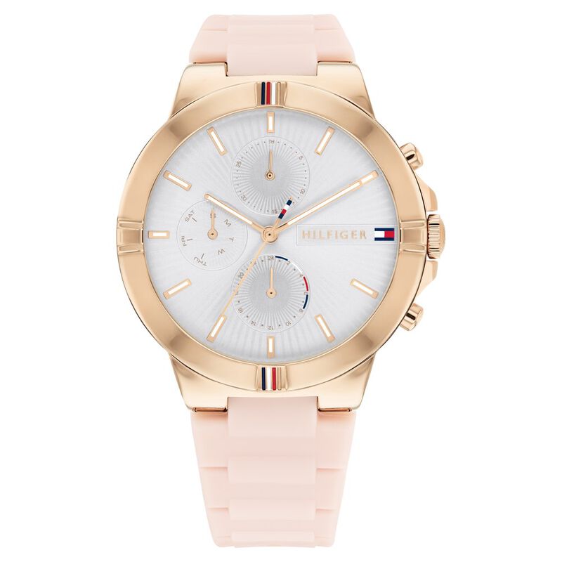 Tommy Hilfiger Quartz Multifunction Silver Dial Silicone Strap Watch for Women - image number 0