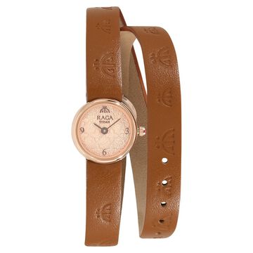 Titan Raga X Masaba Rose Gold Dial Analog Leather Strap Watch for Women