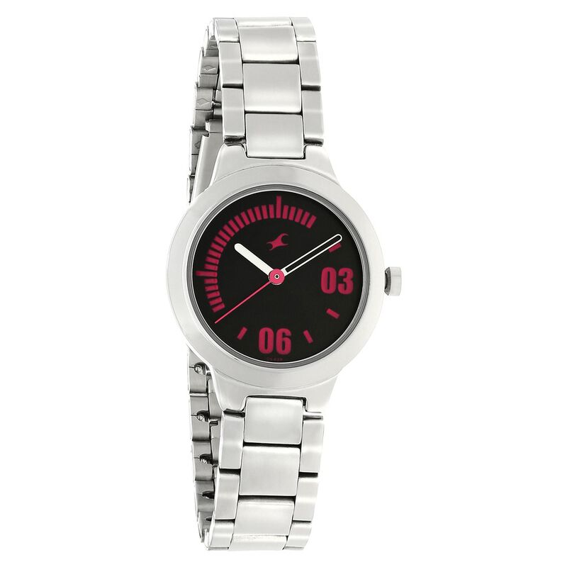 Fastrack Hitlist Quartz Analog Black Dial Stainless Steel Strap Watch for Girls