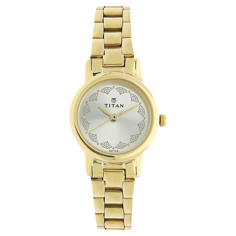 Titan Quartz Analog Grey Dial Stainless Steel Strap Watch for Women