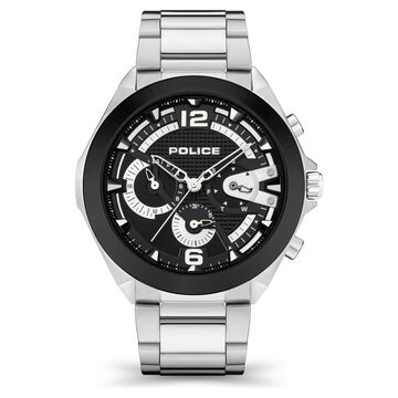 Police Quartz Multifunction Black Dial Stainless Steel Strap Watch for Men