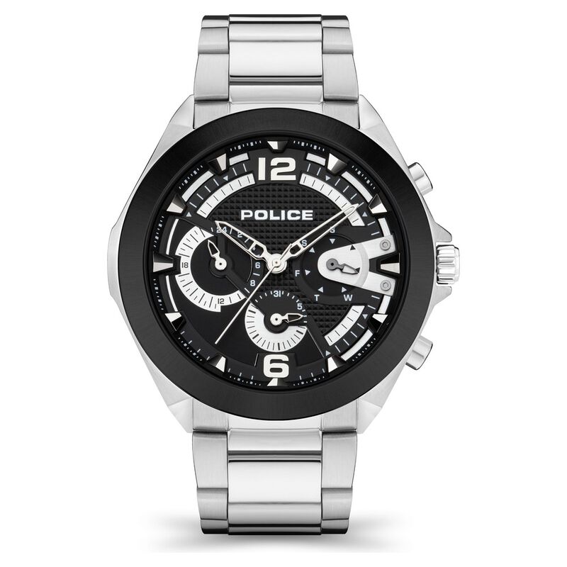 Police Quartz Multifunction Black Dial Stainless Steel Strap Watch for Men