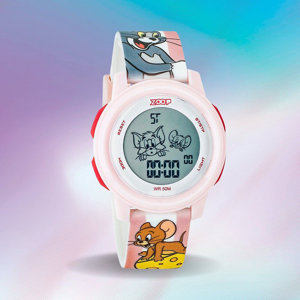 Buy Online Zoop Tom & Jerry Digital Watch with Pink Case and Pink