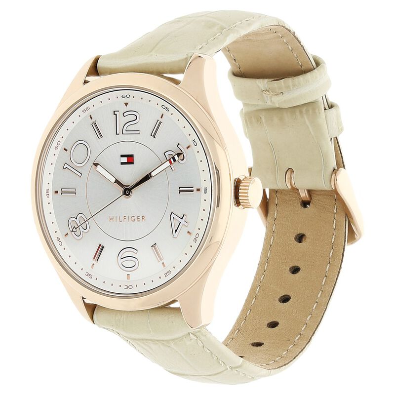 Tommy Hilfiger Quartz Analog Silver Dial Leather Strap Watch for Women - image number 1