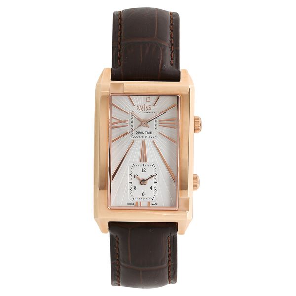 Xylys Swiss Analog Brown Leather Strap and Silver Dial Watch For Men - image number 0
