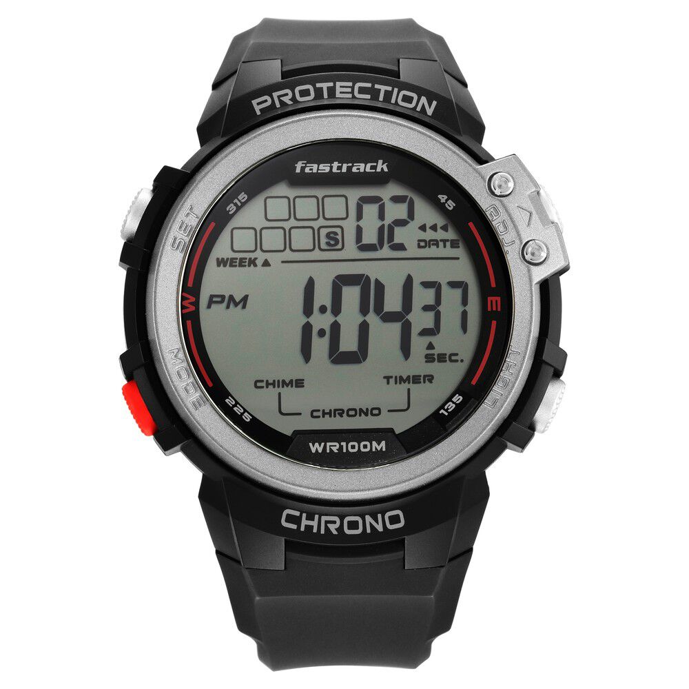 Buy Online Fastrack Streetwear Digital Grey Dial Silicone Strap