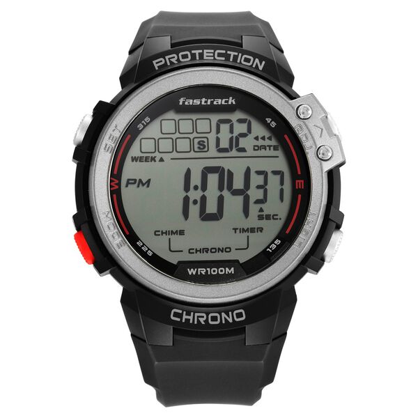 Fastrack Digital Dial Black Silicone Strap Watch For Guys - image number 3