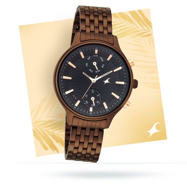 Fastrack Ruffles Quartz Multifunction Black Dial Stainless Steel Strap Watch for Girls - image number 0